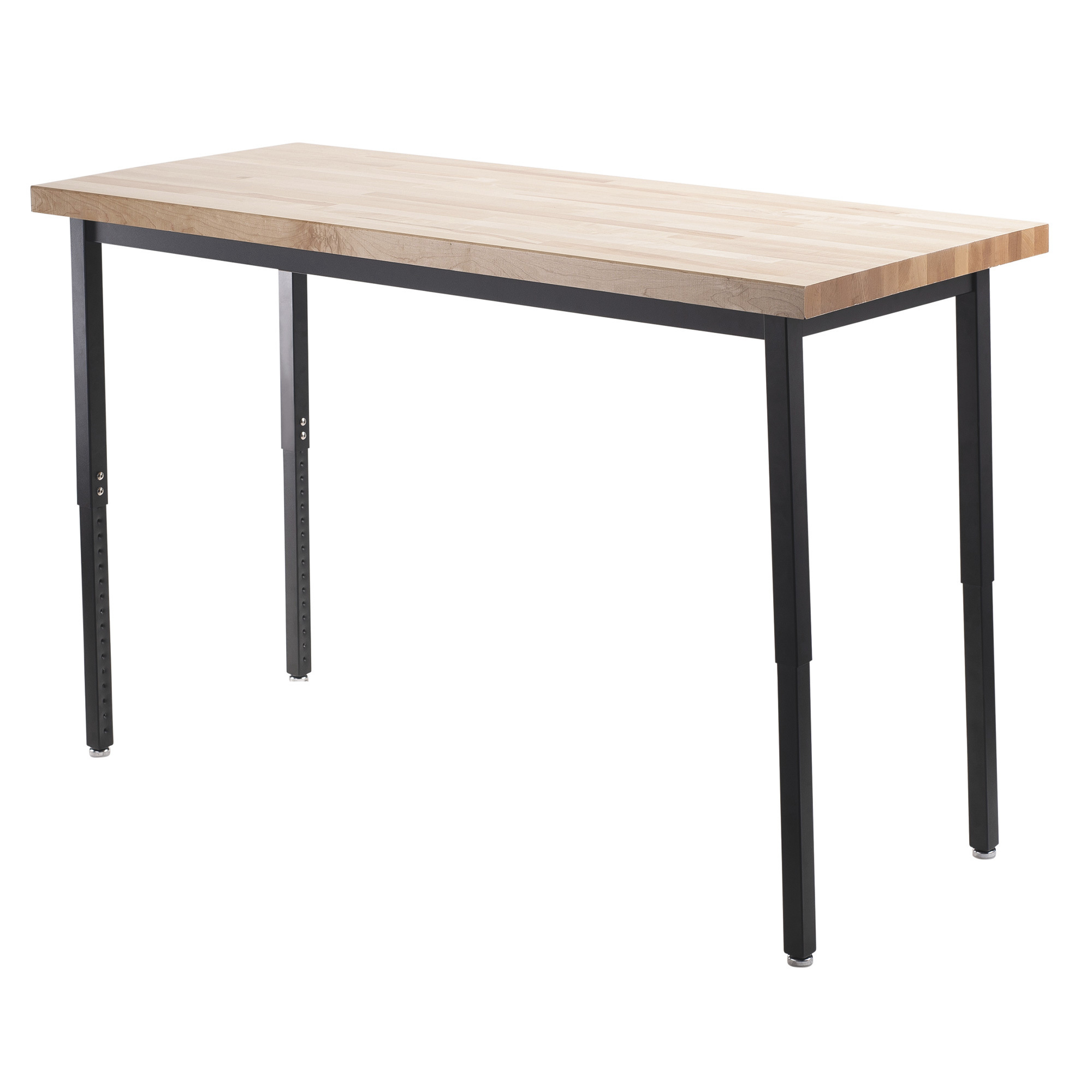 National Public Seating Corp. Heavy-Duty Adjustable Height Table, Butcher Block, 30in.W x 72in.L x 22 1/4in. to 37 1/4in.H, Model# HDT3-3072B